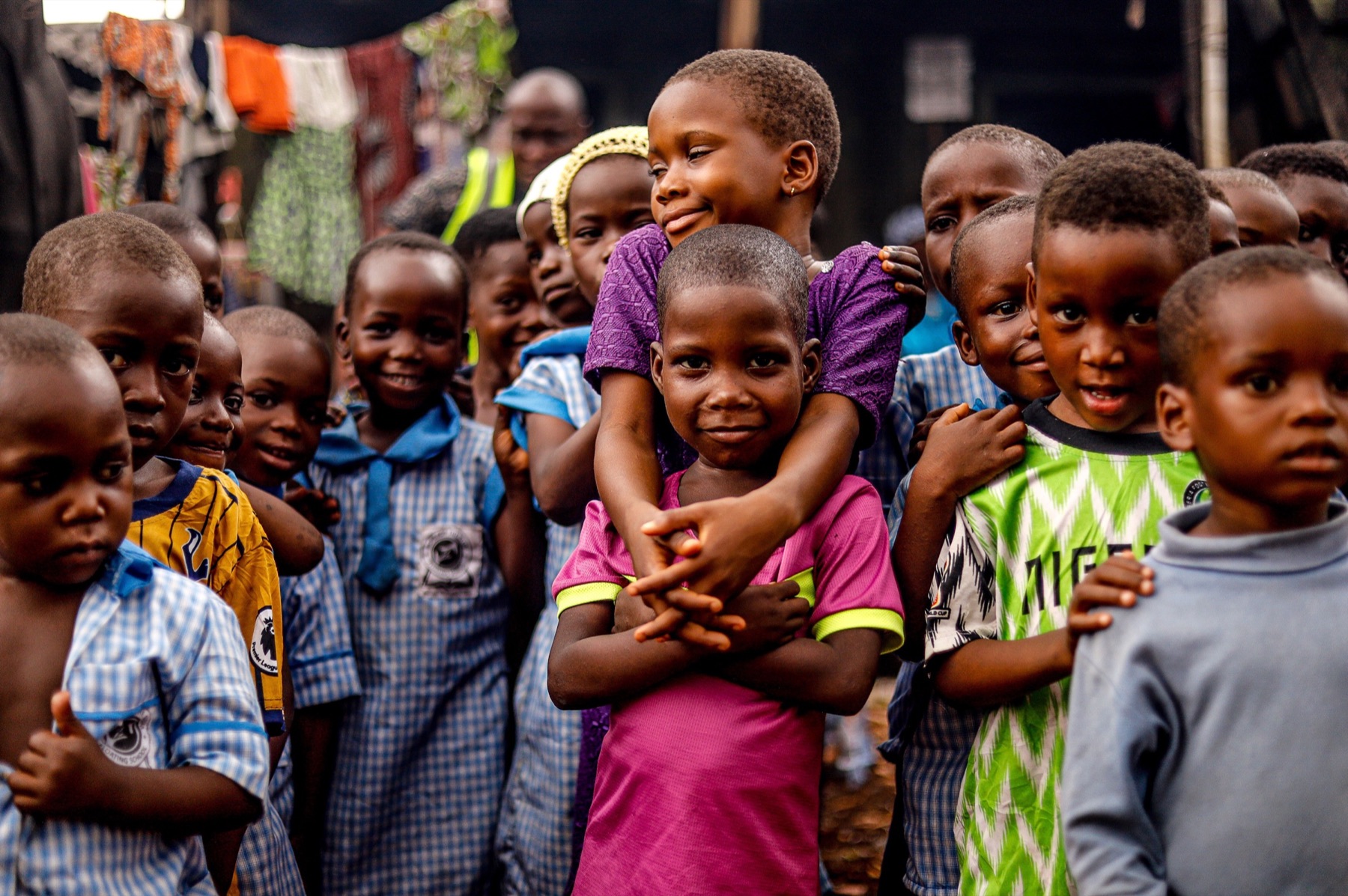 Children gathered together in a community setting